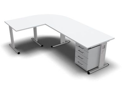 Schreibtisch Kombination O16 Winkelschreibtisch mit Rollcontainer 240x160 cm