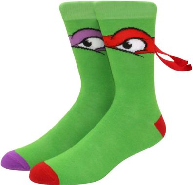 Raphael & Donatello Team Socken mit Schleifen - TMNT Socken Cartoon-Design Socken