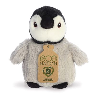 AURORA, 35083, Eco Nation Mini Penguin, 5In, Recycled Soft Toy, Grey