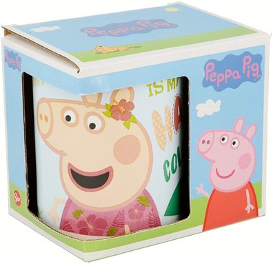 Stor Peppa Pig Keramik Tasse Happy Pink 325ml Wurz Schweinchen Kinder Kids Neu