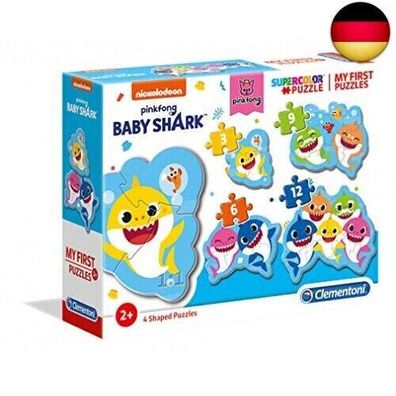 Clementoni 20828 Supercolor Baby Shark – Puzzle 3 + 6 + 9 + 12 Teile ab 2 Jahren