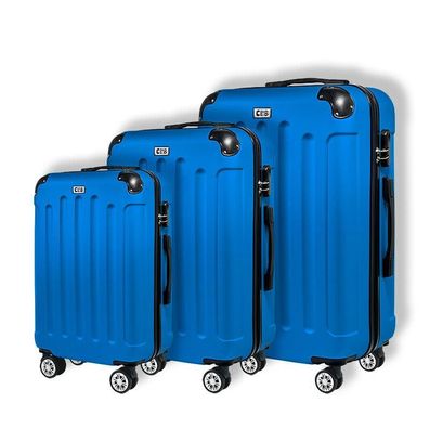 BLAU, Set) Koffer Hartschalen Trolley Combination Reisekoffer (ABS)