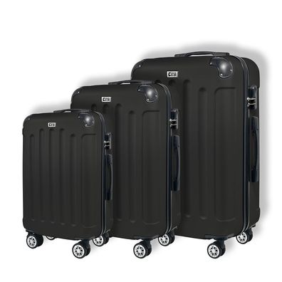 SCHWARZ, Set) Koffer Hartschalen Trolley Combination Reisekoffer (ABS)