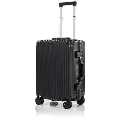 SCHWARZ, M) Reise Koffer Trolley Alu-Rahmen Polycarbonat Hartschale Combination TSA,