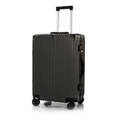 GRAU, L) Reise Koffer Trolley Alu-Rahmen Polycarbonat Hartschale Combination TSA,