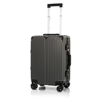 GRAU, M) Reise Koffer Trolley Alu-Rahmen Polycarbonat Hartschale Combination TSA,