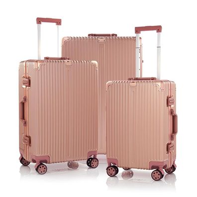 ROSA, SET) Reise Koffer Trolley Alu-Rahmen Polycarbonat Hartschale Combination TSA,