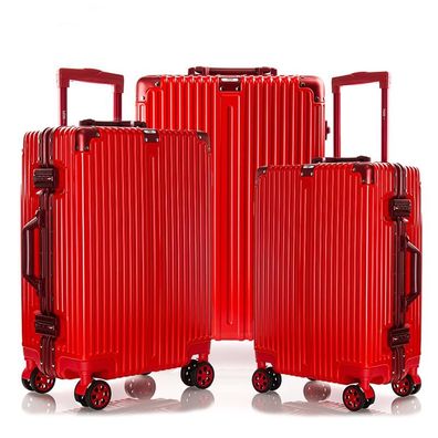 ROT, SET) Reise Koffer Trolley Alu-Rahmen Polycarbonat Hartschale Combination TSA,