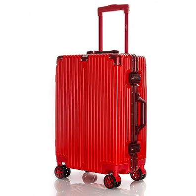 ROT, XL) Reise Koffer Trolley Alu-Rahmen Polycarbonat Hartschale Combination TSA,