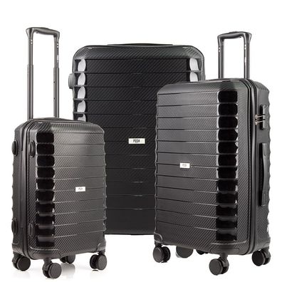 SCHWARZ, Set) POSH TRAVEL Koffer Hartschalen Trolley Combination Reisekoffer (Polypr