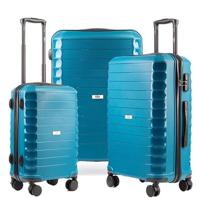 BLAU, Set) POSH TRAVEL Koffer Hartschalen Trolley Combination Reisekoffer (Polypropy