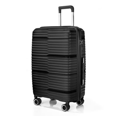 SCHWARZ, XL) Koffer Trolley Polypropylen Reisekoffer Combination