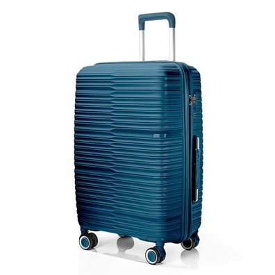 BLAU, XL) Koffer Trolley Polypropylen Reisekoffer Combination