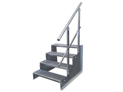 4 Stufen Stahltreppe verzinkt 18 cm Stufenhöhe, 60 - 160 cm Breite, 72 cm Höhe