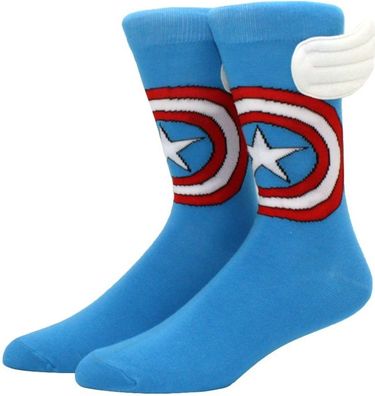 Captain America Socken mit Flügel in 3/4-Länge - Marvel Comics Charakter Motiv-Socken