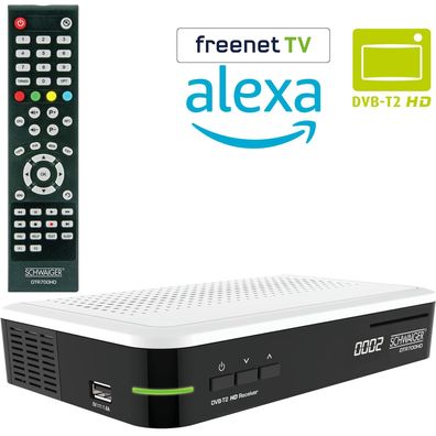 Schwaiger DTR700HD DVB-T2 HD Receiver Full HD 1080p Scart HDMI Freenet Alexa LAN