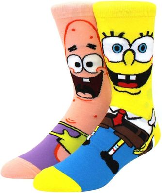 Spongebob & Patrick Team Socken - Nickelodeon Crew Cartoon-Design Socken in 3/4-Länge