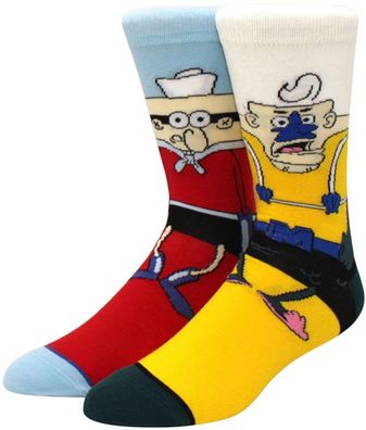 Mermaid Man & Barnacle Boy Team Socken - SpongeBob Crew Cartoon-Design Socken in 3/4