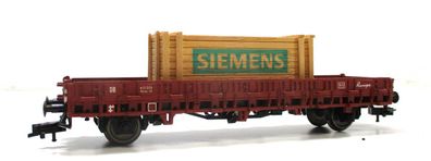 Spur H0 Fleischmann 5222 Rungenwagen 431 256 mit Holzkiste DB (2854h)