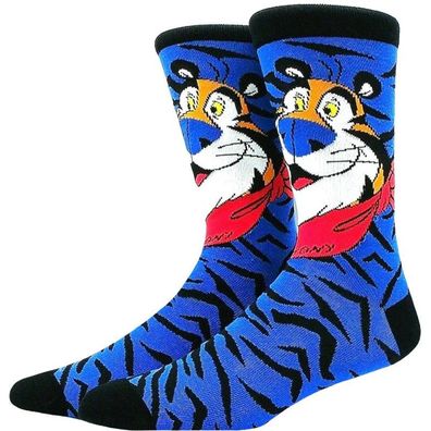 Tiggers Face Blaue Socken - Tiggers Großes Abenteuer Crew Cartoon-Socken in 3/4-Länge