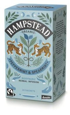 Hampstead Tea 3x Organic Demeter and Fairtrade Peppermint & Spearmint infusion 30g