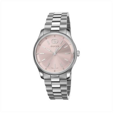 Gucci – YA1265061 – G-Timeless 29-mm-Edelstahlgehäuse, rosafarbenes Zifferblatt mit z