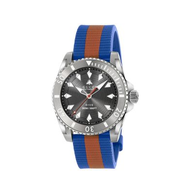 Gucci – YA136352 – Gucci Dive 40 mm Stahlgehäuse, graues Zifferblatt, nachhaltiges Po