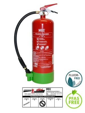 MBS FIRE 6l ABF fluorfreier Fettbrand- Schaum Feuerlöscher 27A, 144B, 25F