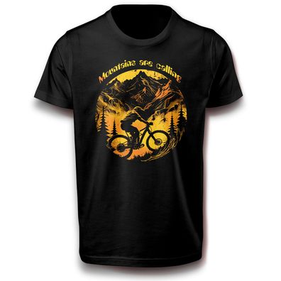 Mountainbike Fahrrad Abenteuer Radsport Sport Natur Berg Fun T-Shirt Baumwolle