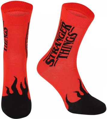 Stranger Things Orange Socken - Netflix Crew Cartoon-Socken in 3/4-Länge