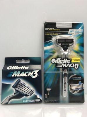 9x Gillette MACH3 Rasierklingen + Rasierer Original Klingen NEU/ OVP