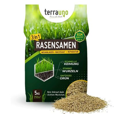 TerraUno Rasensamen Rasen Samen Nachsaat Reparatur und Neuanlage 5kg