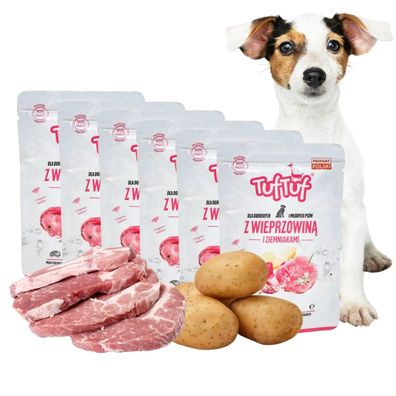 6 x 300g 300g Hundefutter Schwein Nassfutter hoher Fleischanteil