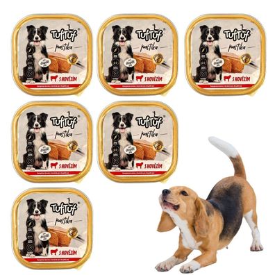 x6 300g Pastete Hundefutter Nassfutter Aluschale Rind hohe Qualität