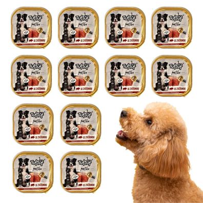 x12 300g Pastete Hundefutter Nassfutter Aluschale Wildfleisch hohe Qualität