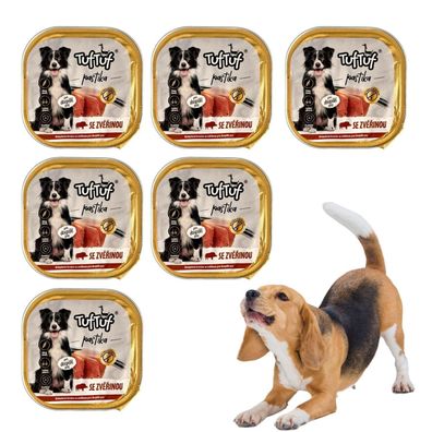 x6 300g Pastete Hundefutter Nassfutter Aluschale Wildfleisch hohe Qualität