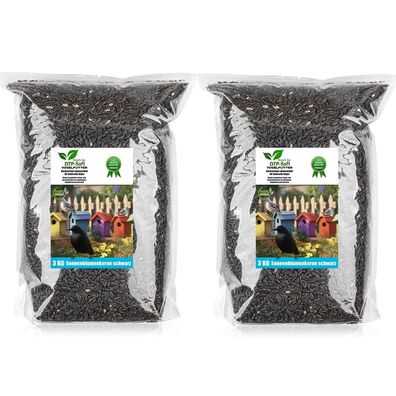 6 kg 2X 3kg Sonnenblumenkerne schwarz Streufutter Vogelfutter Vögel Wildvögel Sonnenb