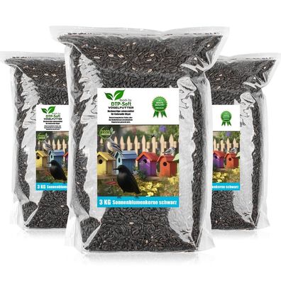 9 kg 3X 3kg Sonnenblumenkerne schwarz Streufutter Vogelfutter Vögel Wildvögel Sonnenb