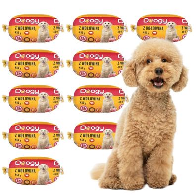 10 x 450g Hundewurst | Hunde-Rolle mit Rind | Nassfutter fér Hunde | Wurst fér Hunde