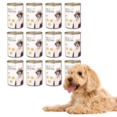 12 x 400g, Kalbfleisch 400g Hundefutter Pet Royal Lamm oder Kalb Nassfutter getreidef