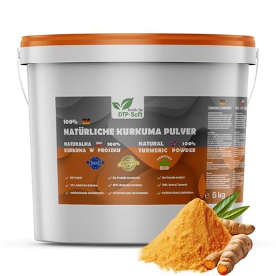 Natérliches Kurkuma im Eimer 5 KG | 5kg Kurkuma Pulver Frisch und aromatisch | Kurkum