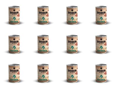 12 x 400g, Ente 400g Hundefutter Dozer Nassfutter getreidefrei Dosen RIND/ Huhn/ Ente