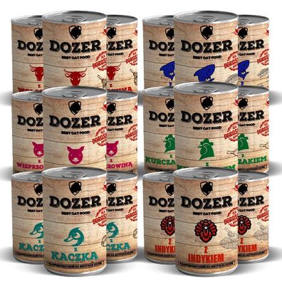 24 x 400g Katzenfutter Nassfutter DOZER fér Katzen Mix Geschmacksmischung