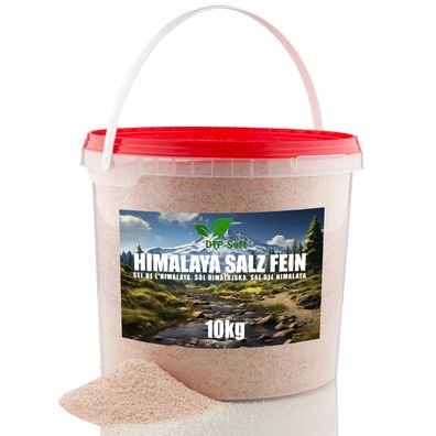 10kg Himalaya Pink Salt Fine Körnung fein 0,7-1,0mm Salz aus Pakistan im Eimer