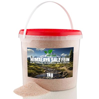 1kg Himalaya Pink Salt Fine Körnung fein 0,7-1,0mm Salz aus Pakistan im Eimer