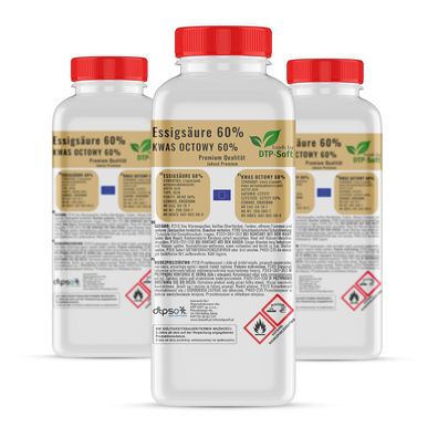 3L 3x1L Essigsäure 60% Qualität Essigessenz