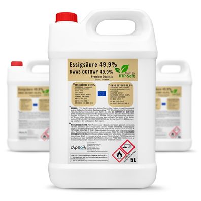 15L 3x5L Essigsäure 49.99% Qualität Essigessenz 50 Prozent