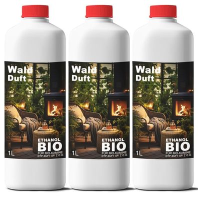 3X1Liter Bioethanol 100% fér Bio Alkohol fér Kamin 3L Waldgeruch