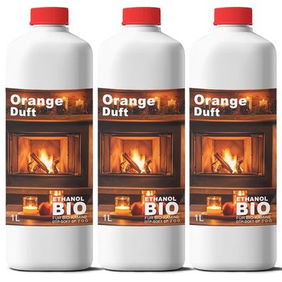 3l Bioethanol 100% fér Bio Alkohol fér Kamin Orangenduft 3X1 Liter