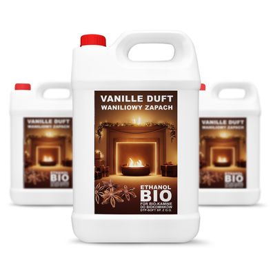 Vanilleduft, 15L 3X5 Liter Bioethanol 100% férAlkohol fér Kamin